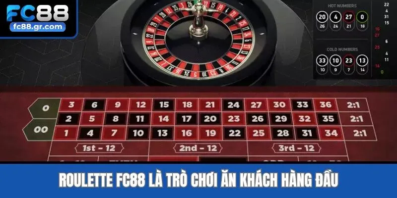 Roulette Fc88 là trò chơi ăn khách hàng đầu